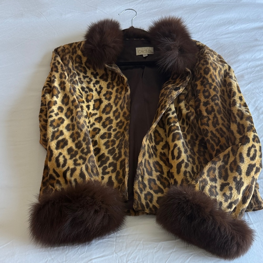 Cache Faux Fur Jacket with Brown and Black Accents